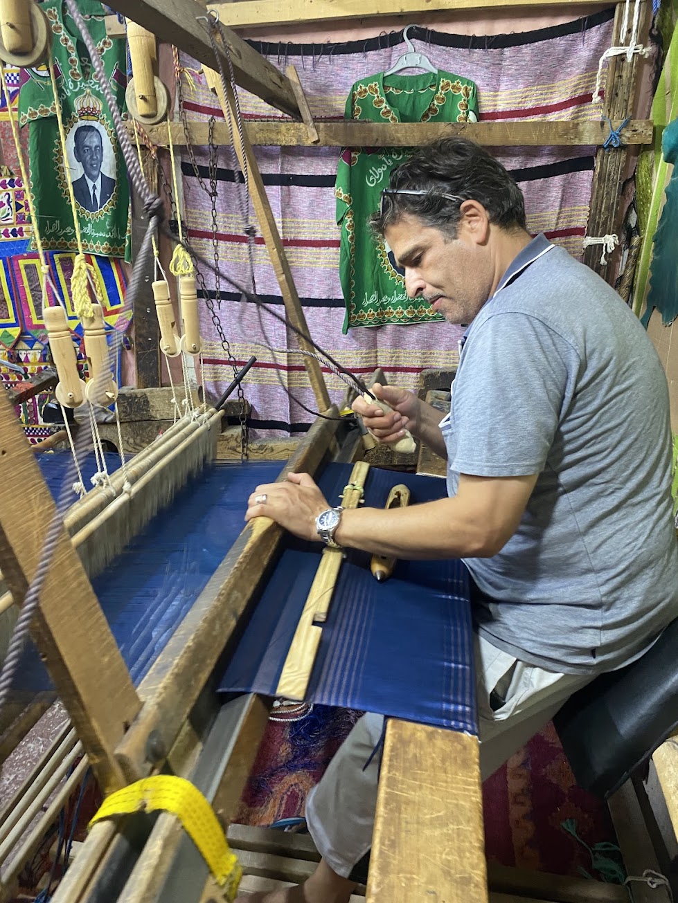 Morocco Grandpa Making Scarf